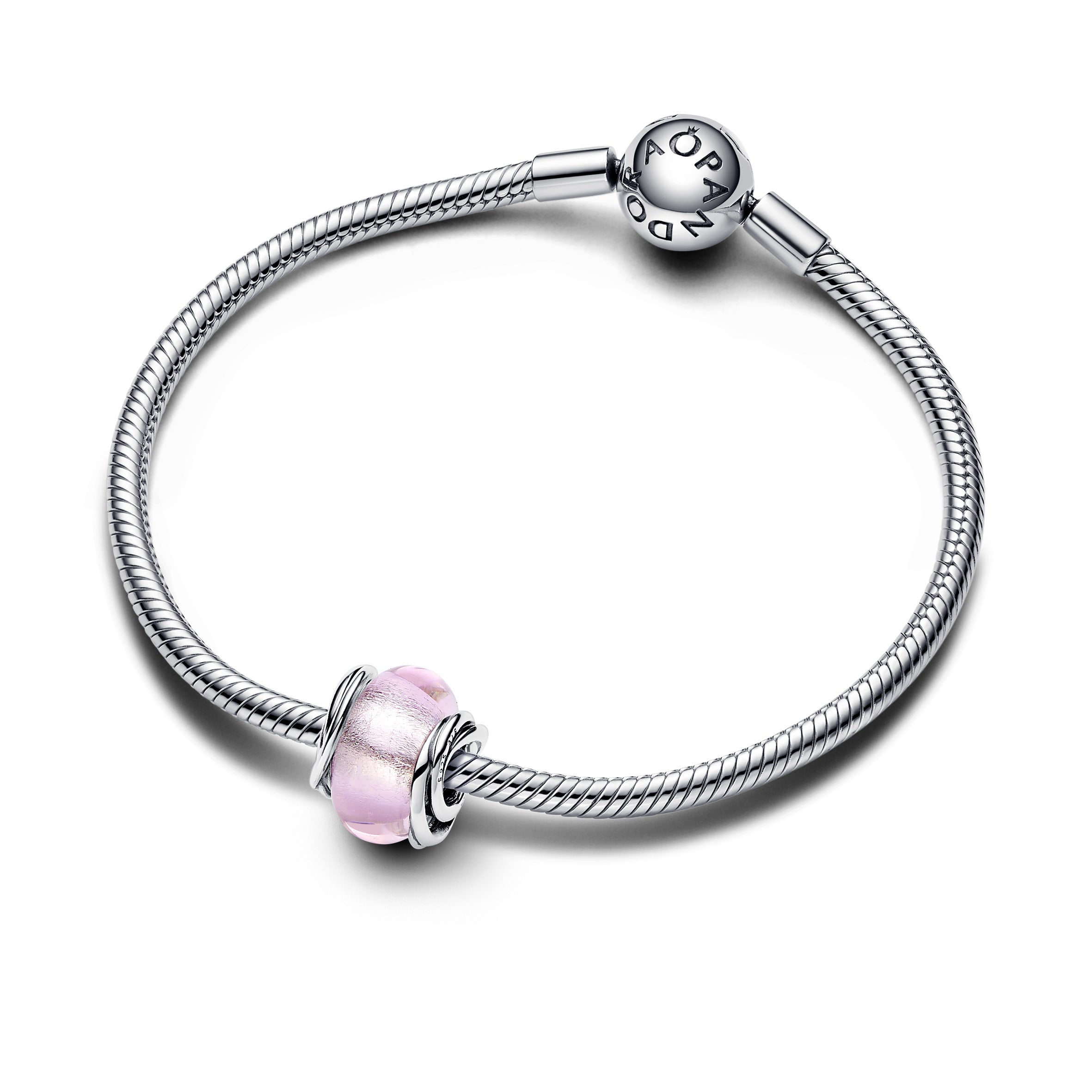 Pandora - Charm Vetro di Murano Rosa e Cerchi