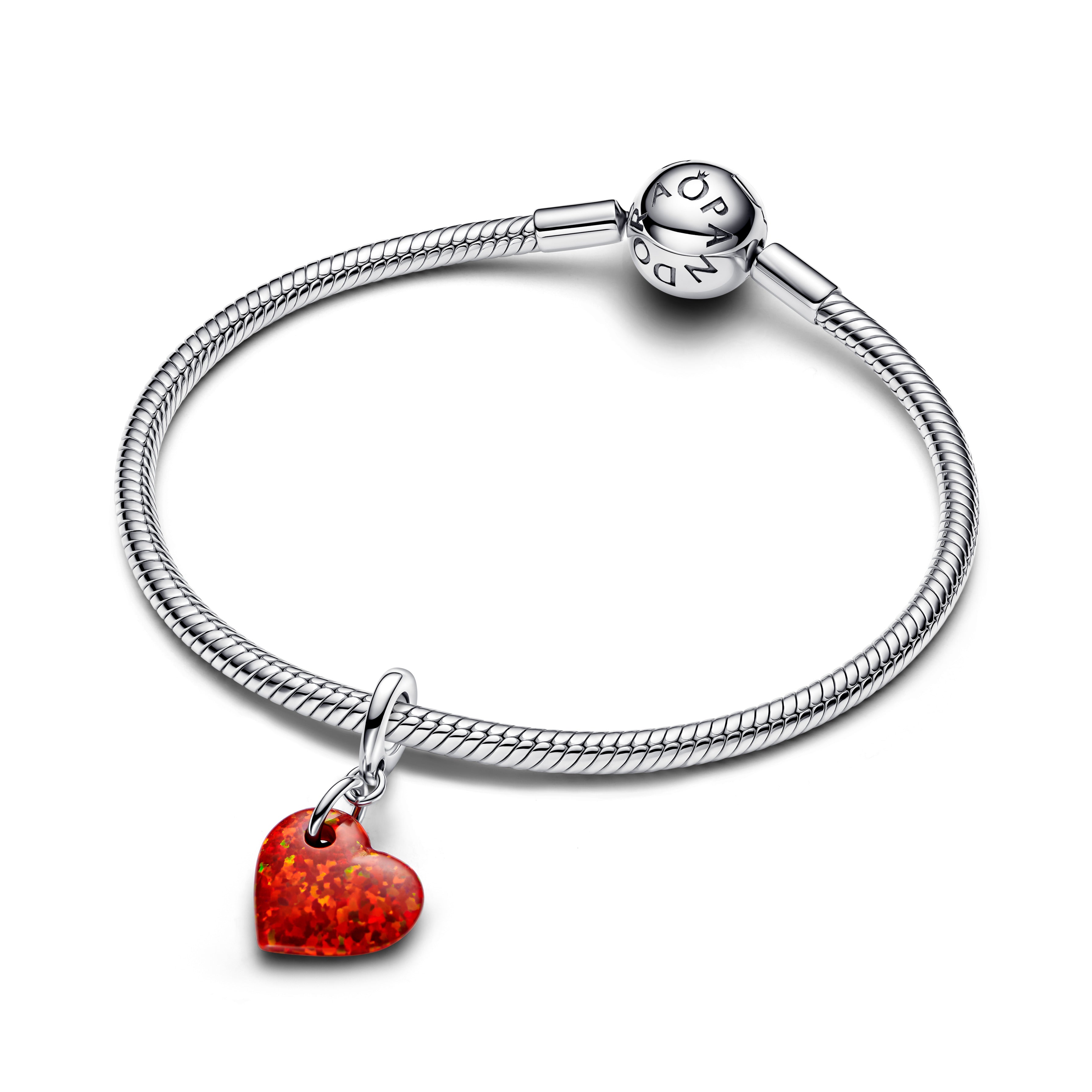 Pandora - Charm Pendente Cuore Opale Rosso
