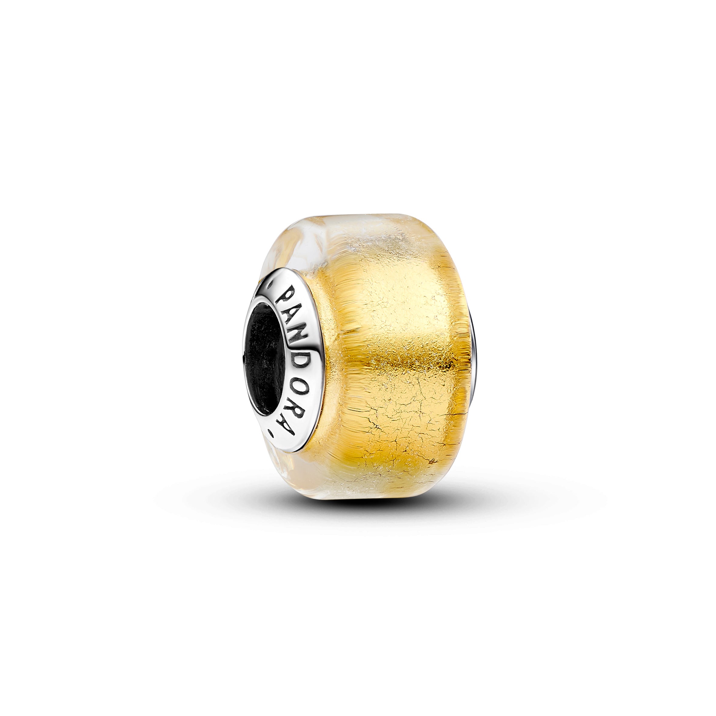 Pandora - Charm Mini Vetro di Murano Foglia d'Oro