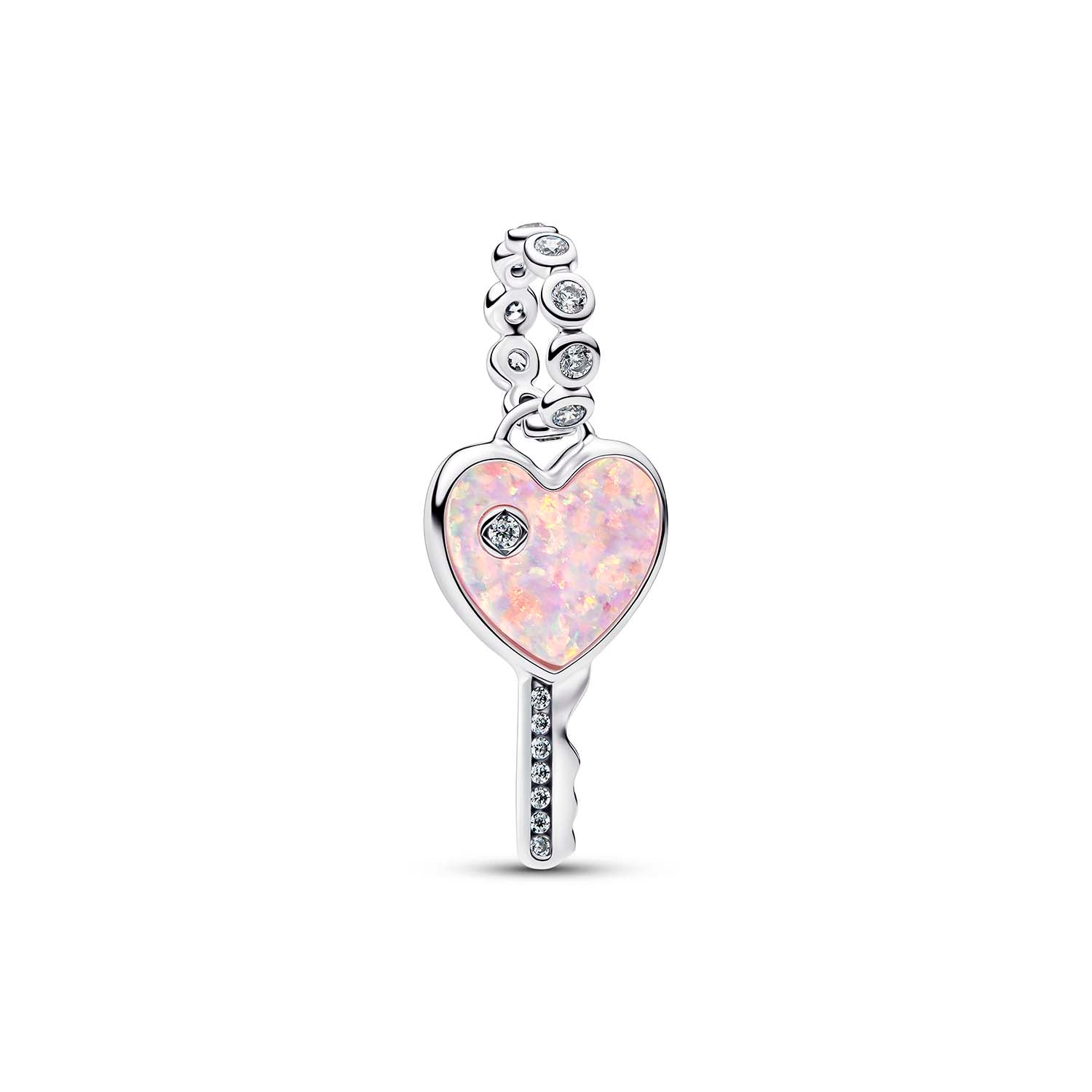 Pandora - Charm Pendente Chiave a Cuore Opale Rosa