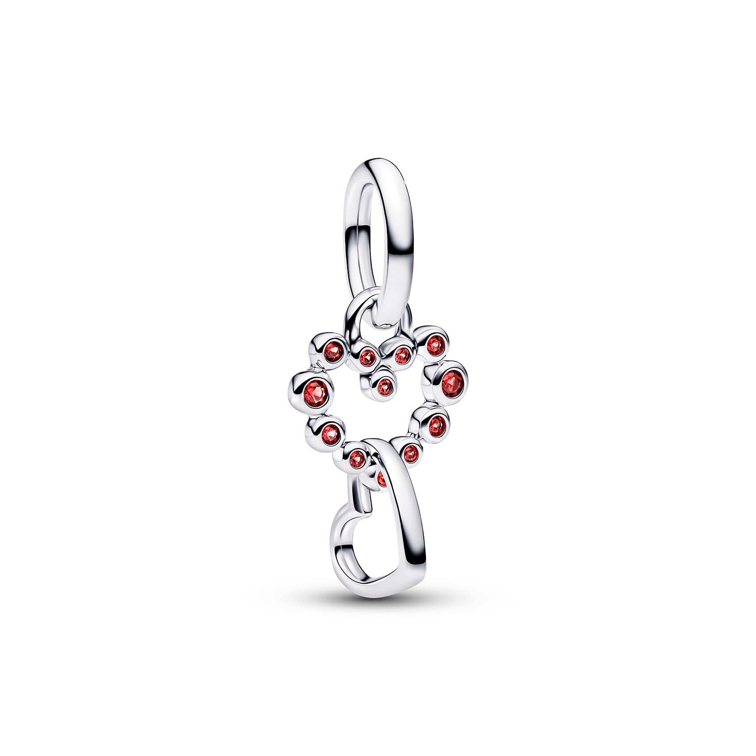 Pandora - Charm Pendente Cuori Intrecciati con Cristalli Rossi