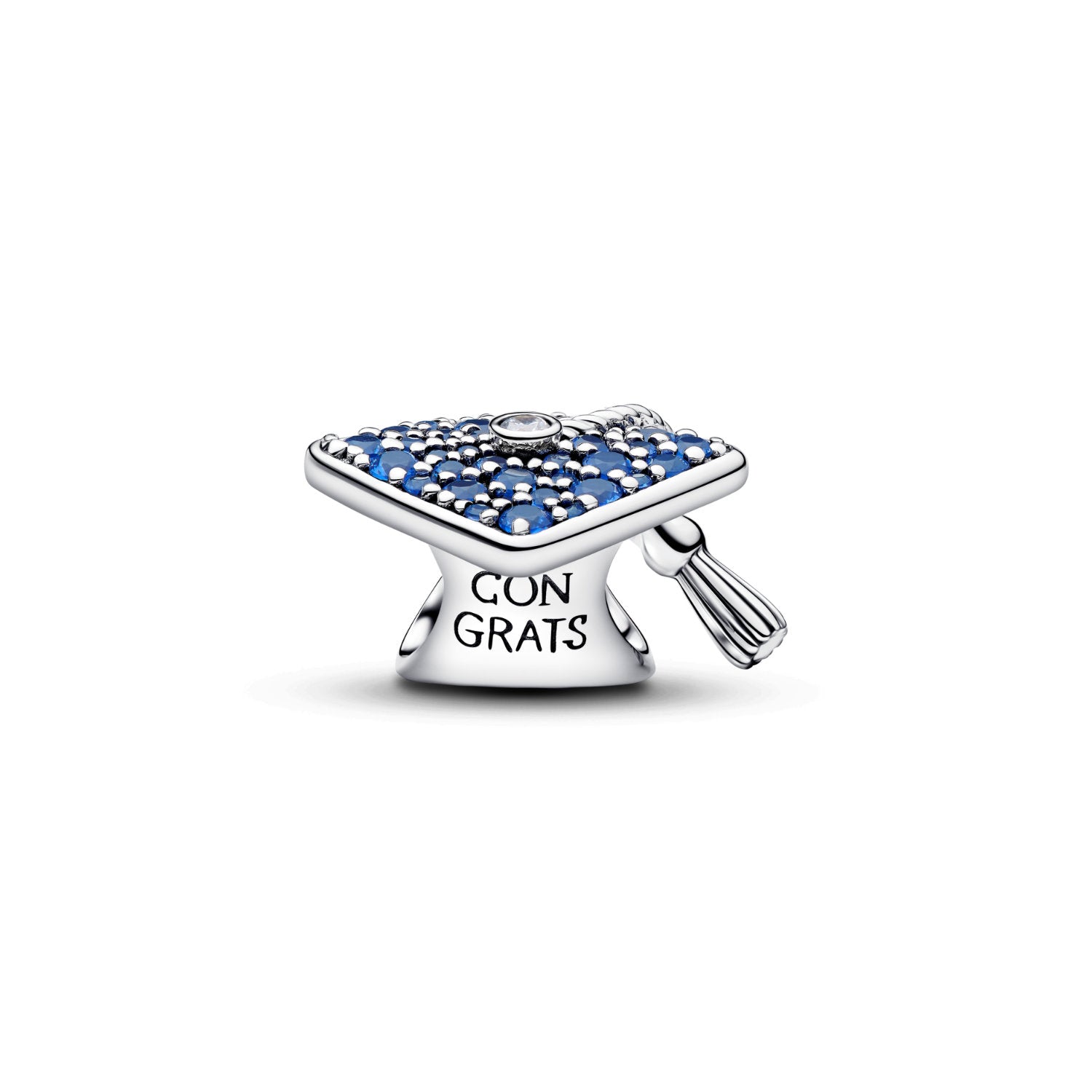 Pandora - Charm cappello laurea in argento sterling con cristallo blu e zirconia cubica