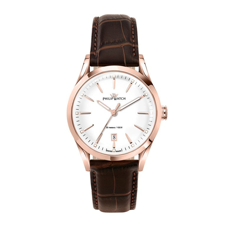 Philip Watch - Sunray 39mm 3h W/silver Dial Brown Strap