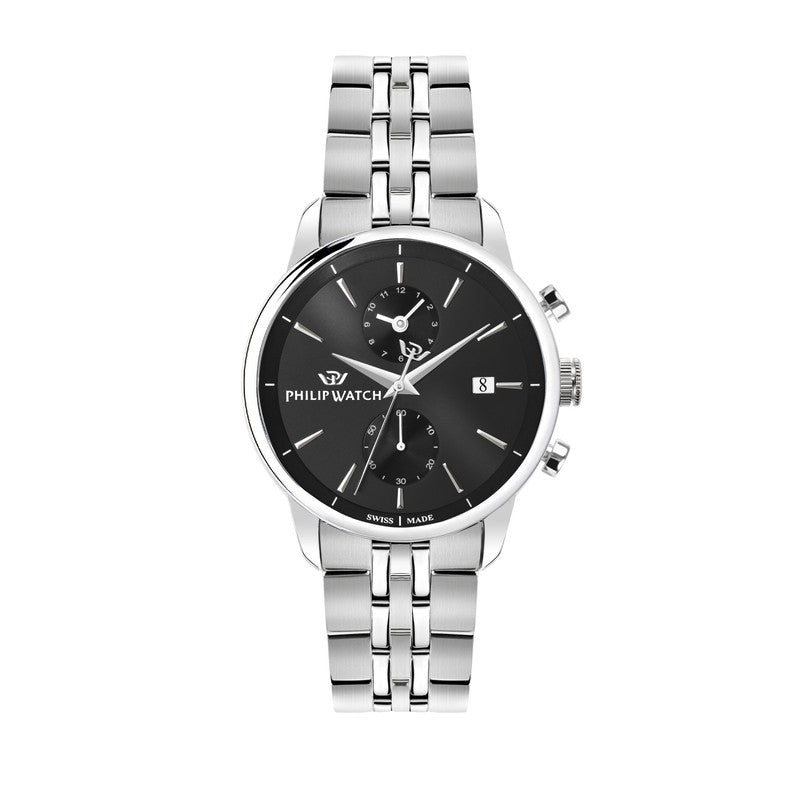 Philip Watch - Anniversary 40mm Chr Black Dial Ss br