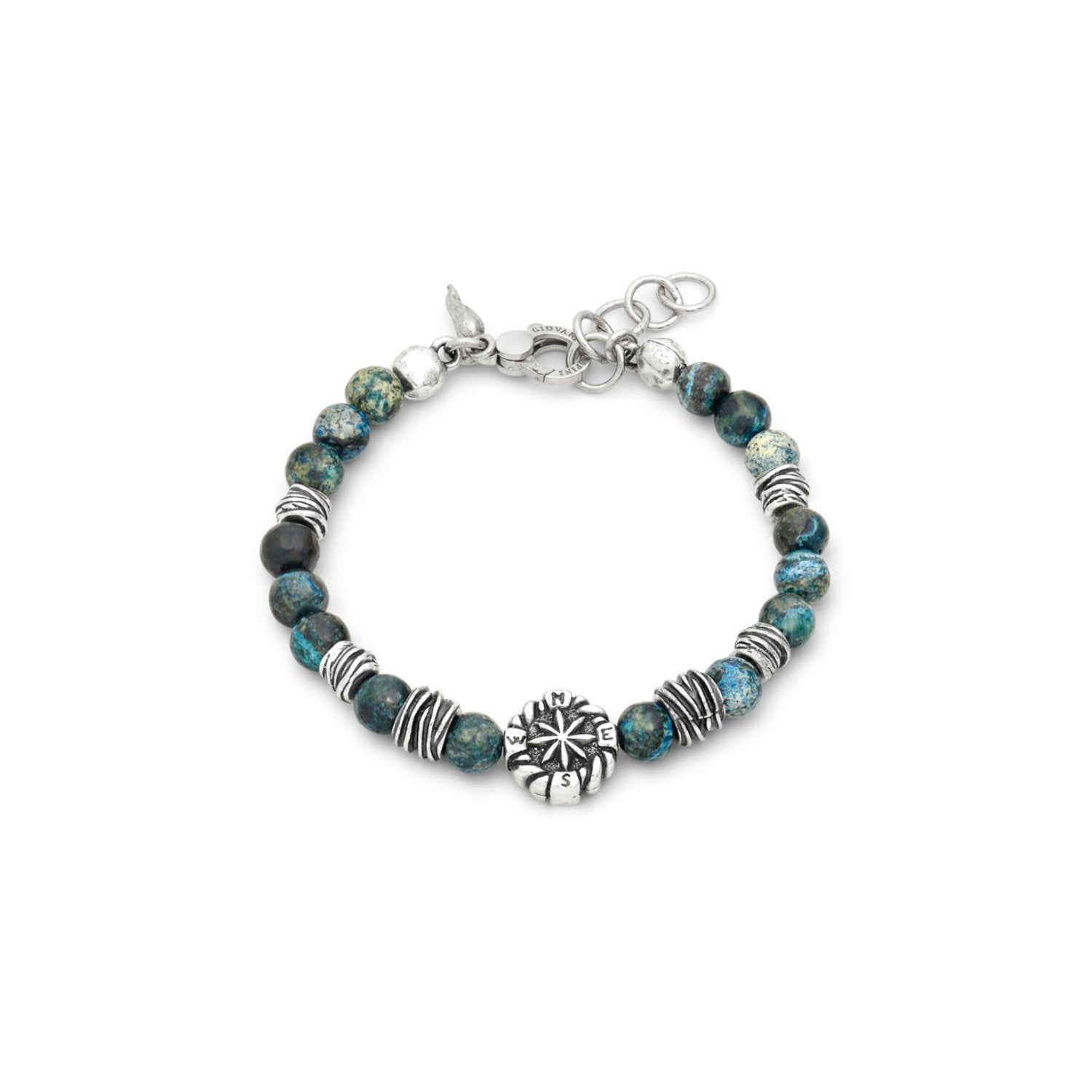 Raspini - Bracciale rosa dei venti diaspro verde argento