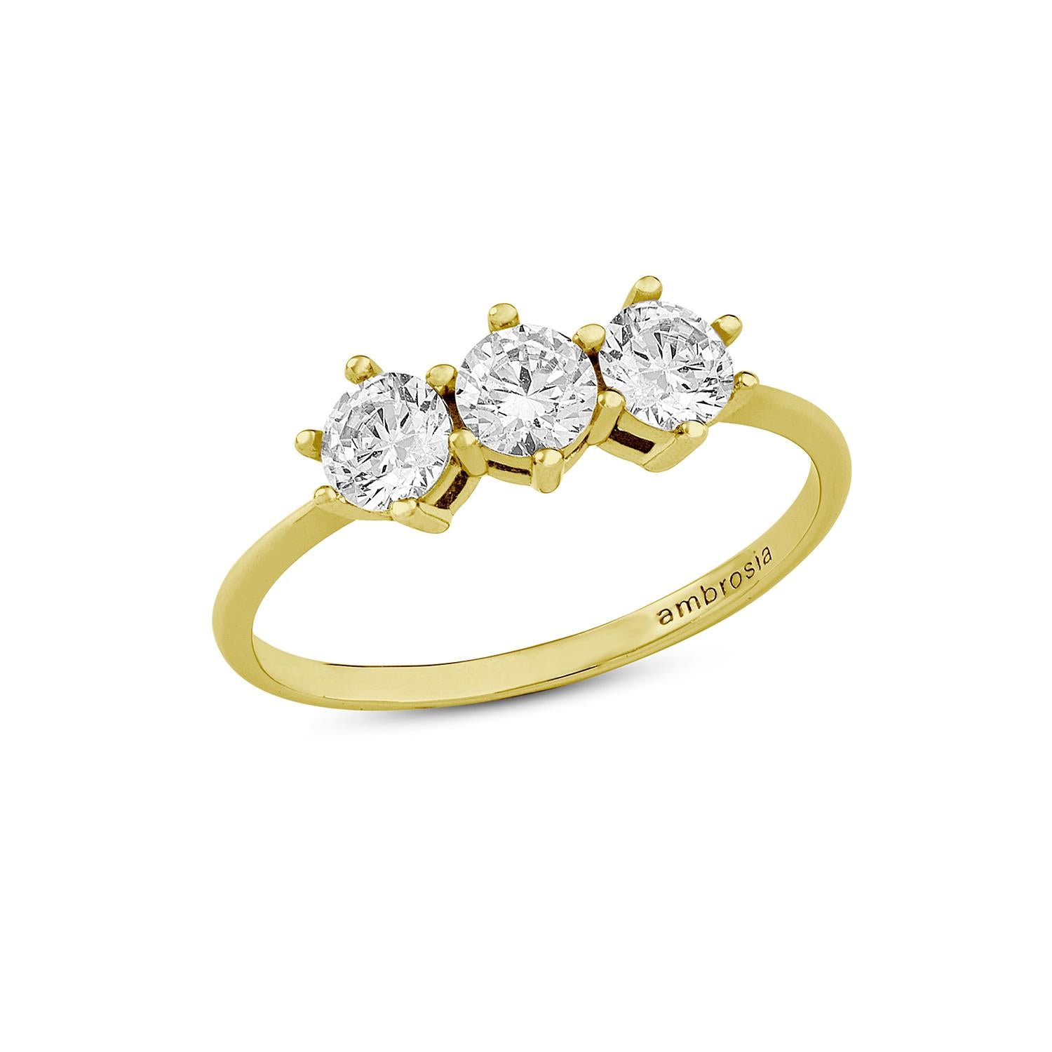 Ambrosia - Anello Oro Giallo e Zirconi Bianchi