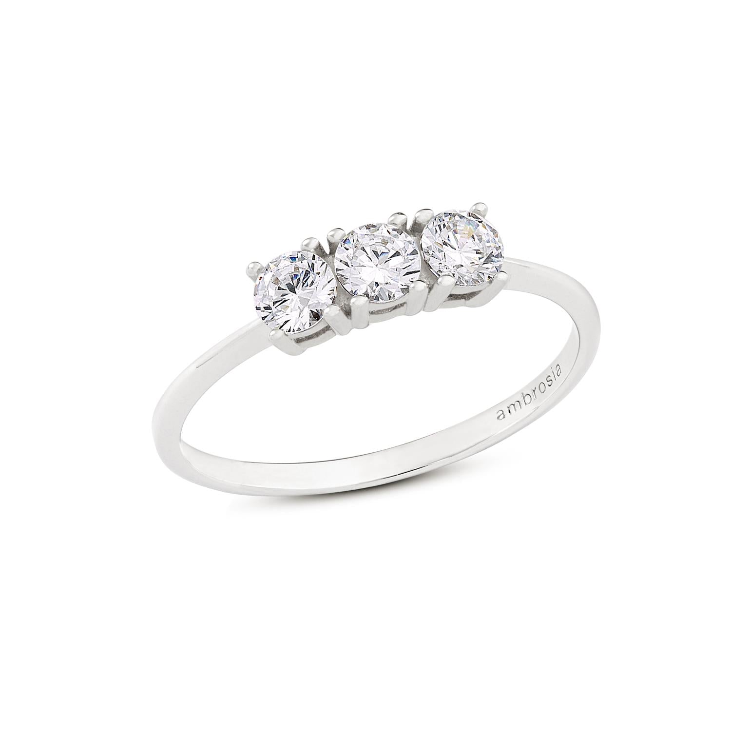 Ambrosia - Anello Oro Bianco e Zirconi Bianchi