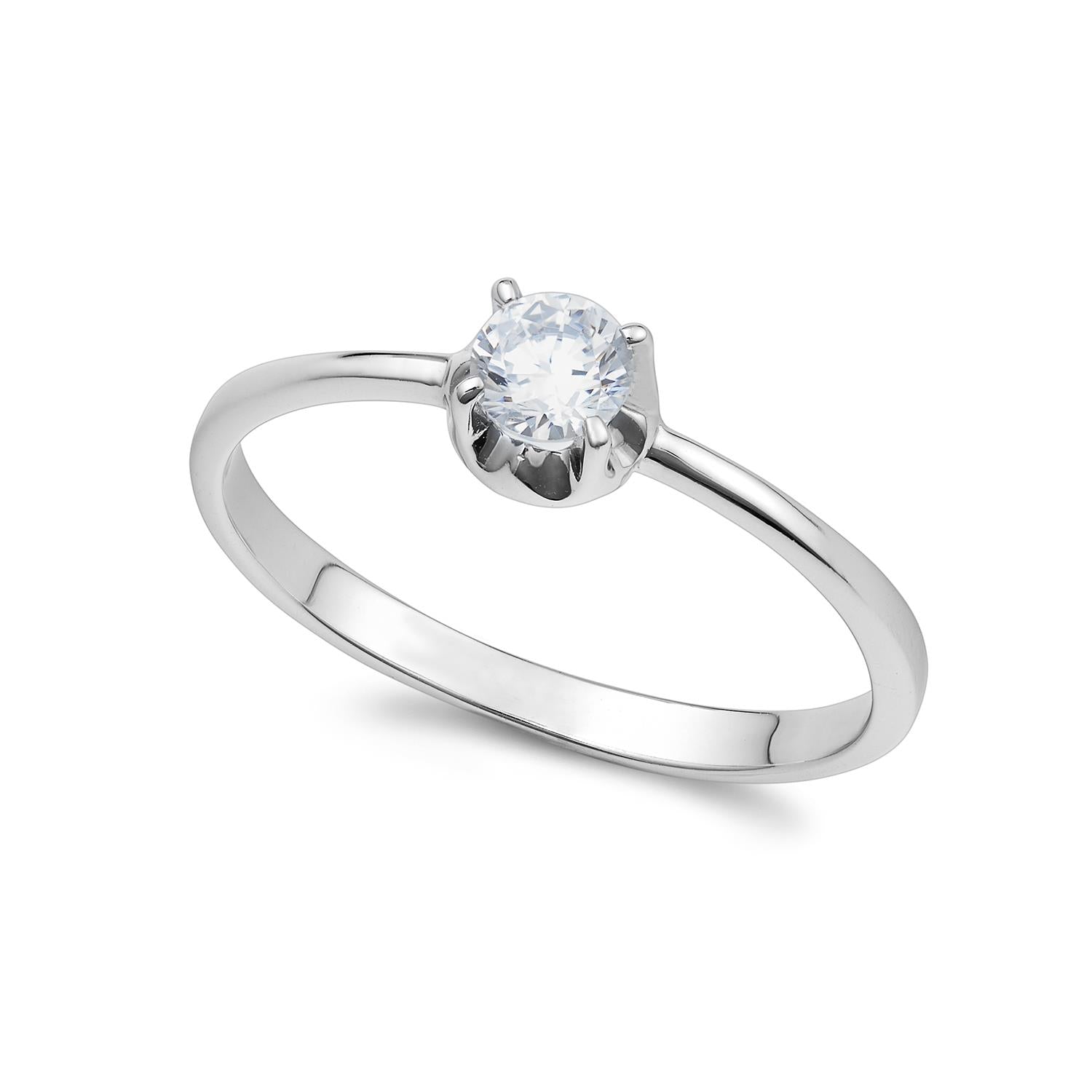 Ambrosia - Anello In Oro Bianco 750% e Zircone Bianco