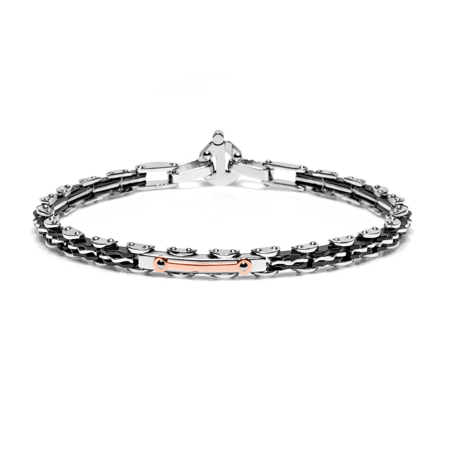 Barakà - Bracciale Acciaio Oro rosa e Diamante bianco