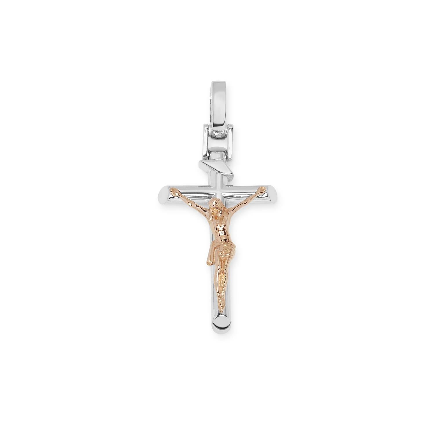 Barakà - Croce Oro bianco e rosa 750%