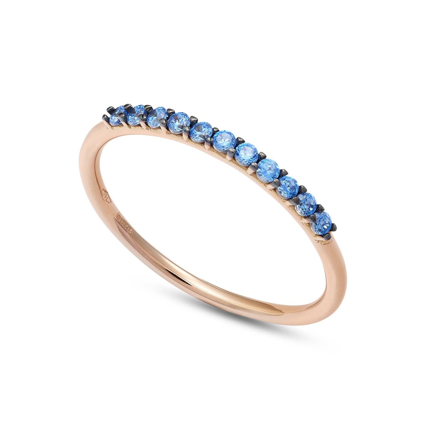 Ambrosia - Anello Oro Rosa e Zirconi Azzurri