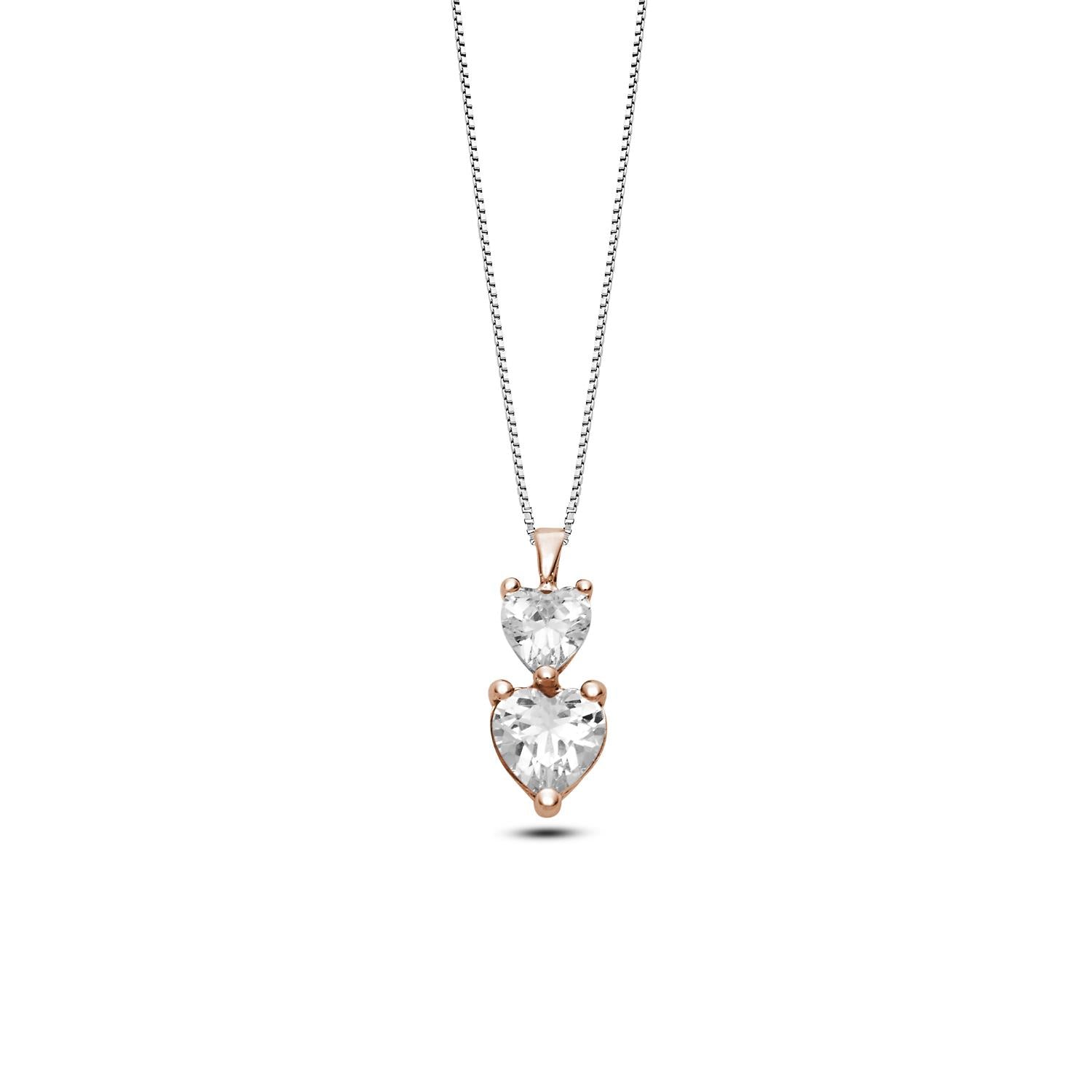 Ambrosia - Collana Oro Rosa e bianco con zirconi