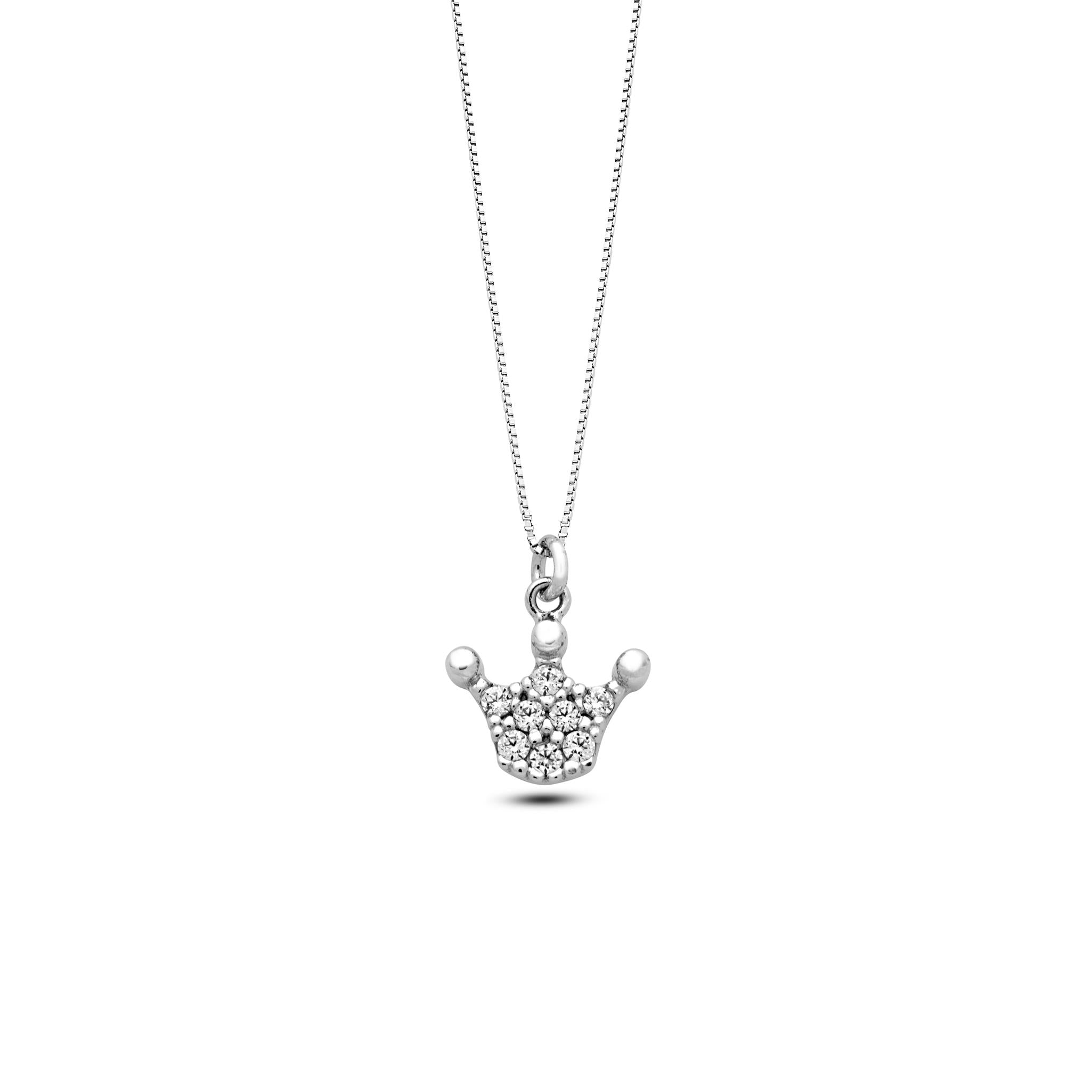 Ambrosia - Collana Corona oro bianco con zirconi