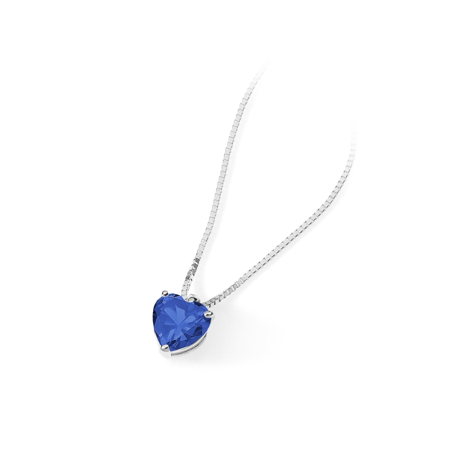 Ambrosia - Collana Cuore Zircone Blu