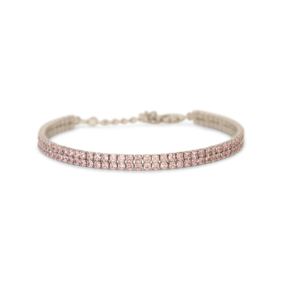 Bracciale Dilvdò double tennis in argento rosa