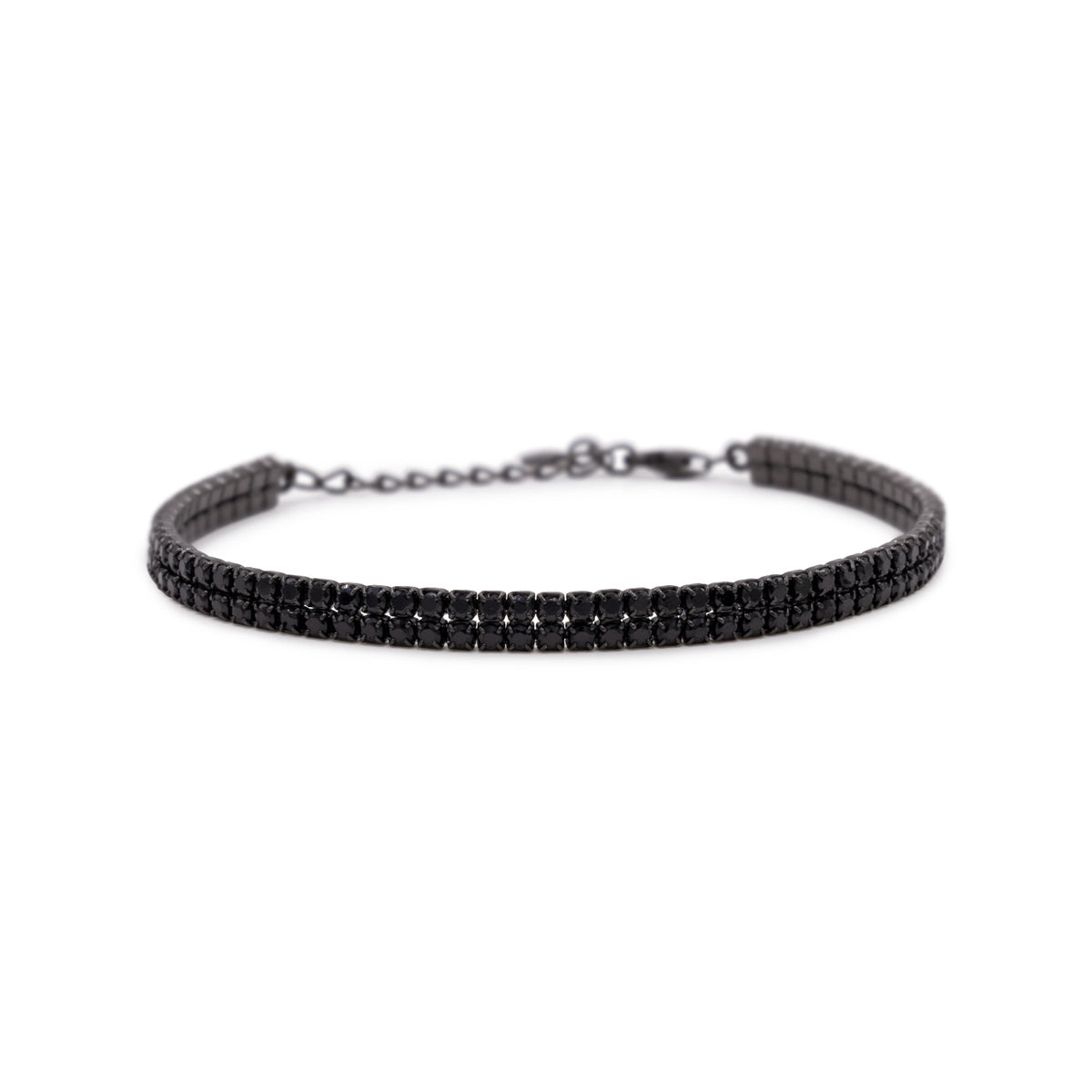 Bracciale Dilvdò double tennis in argento nero