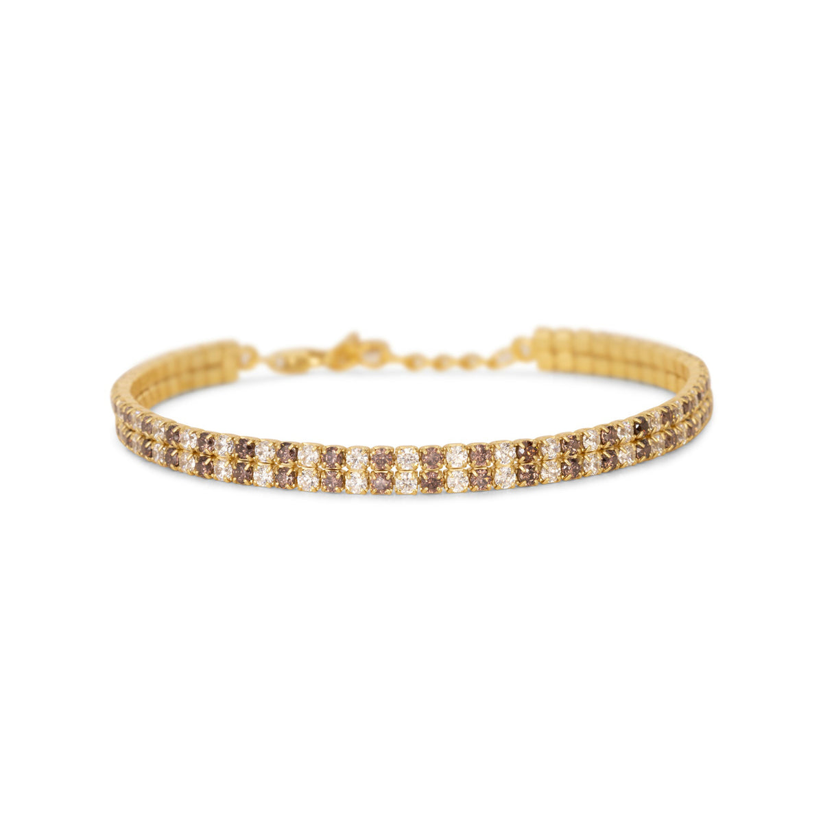 Bracciale Dilvdò double tennis in argento oro marrone
