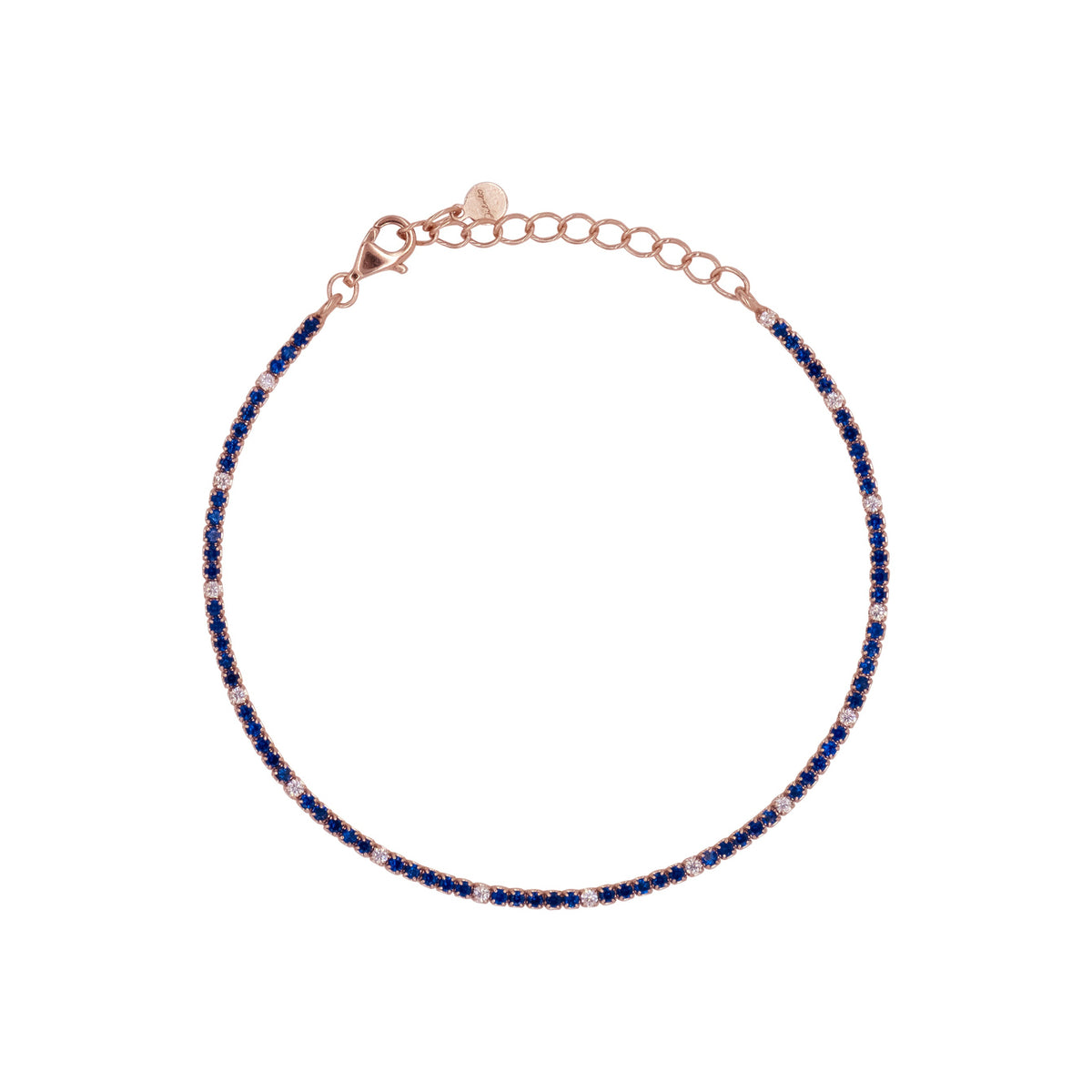 Bracciale Dilvdò tennis 1,5 mm oro rosa blu