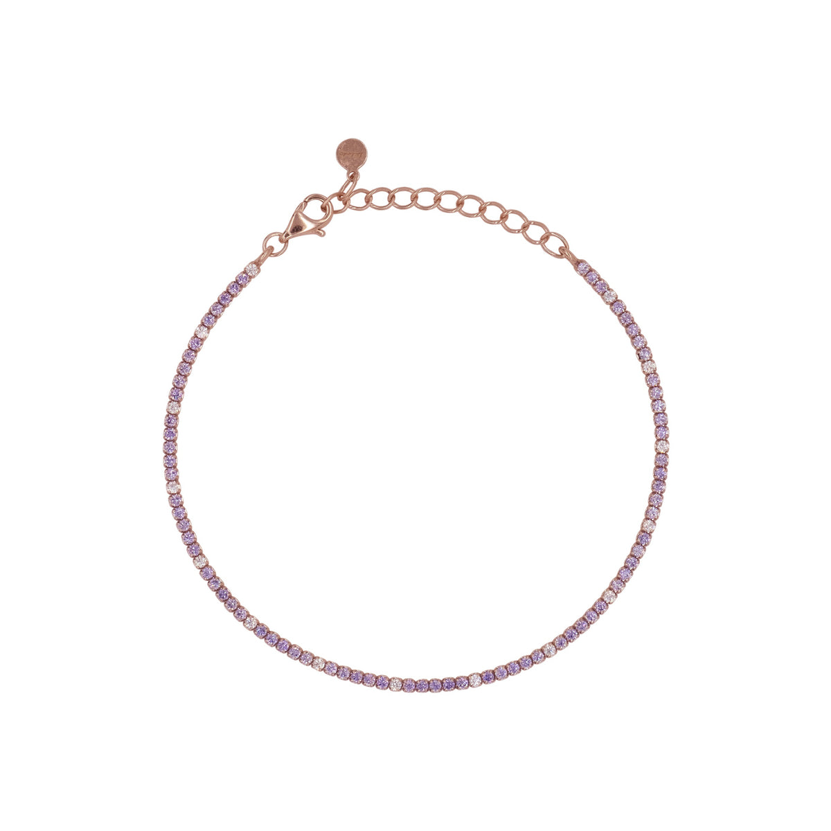 Bracciale Dilvdò tennis 1,5 mm oro rosa lavanda
