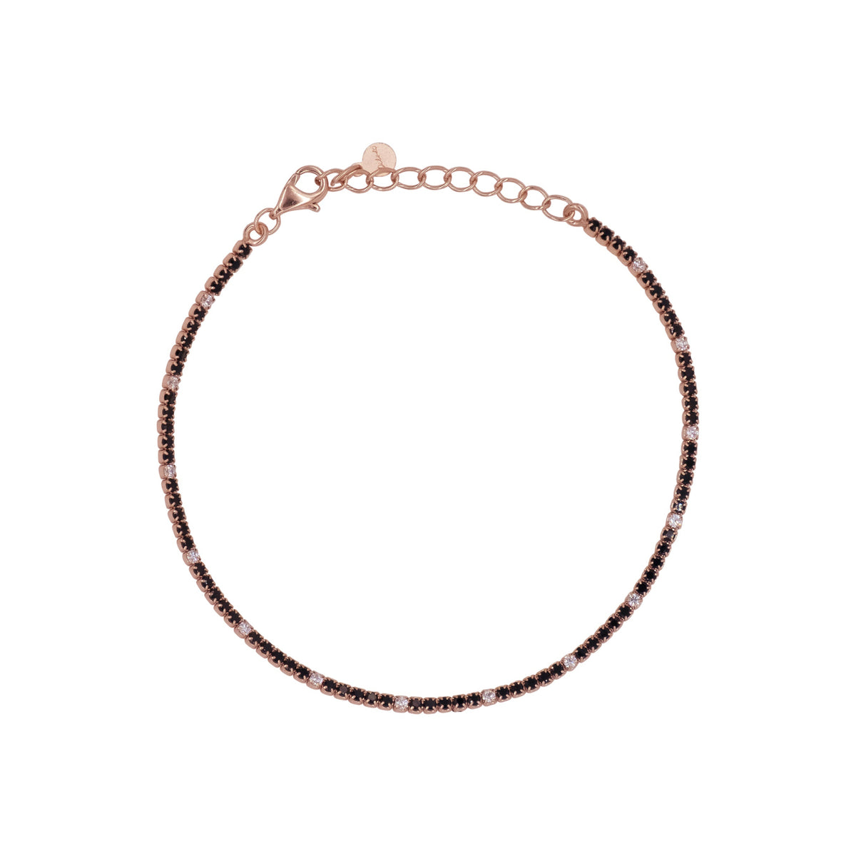 Bracciale Dilvdò tennis 1,5 mm oro rosa nero