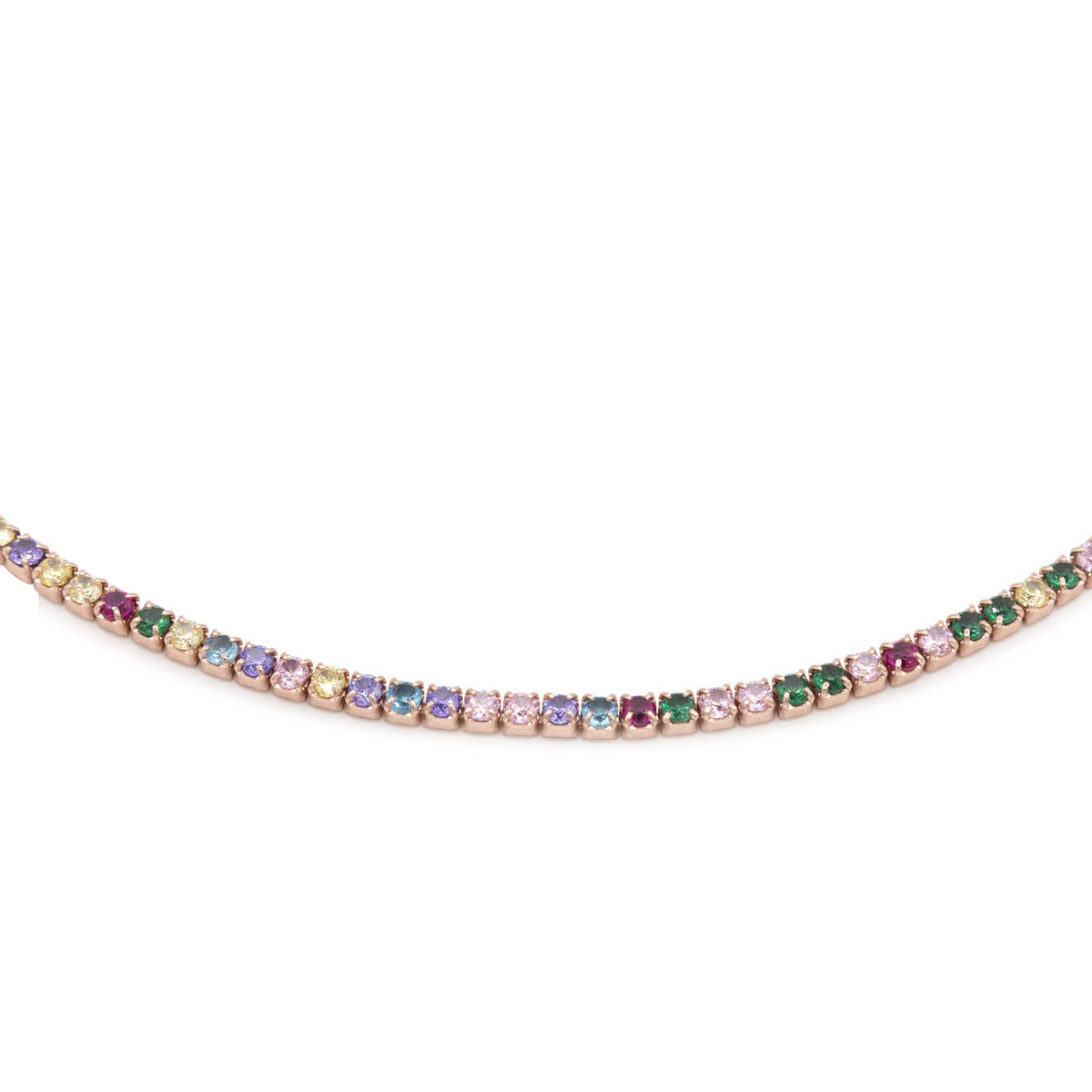 Collana Dilvdò choker tennis oro rosa multicolore
