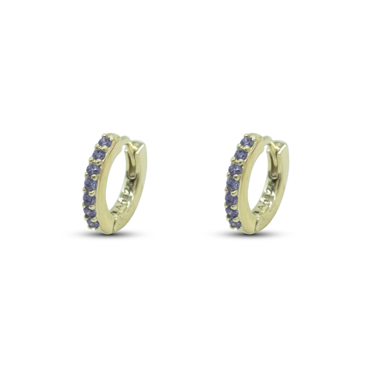 Orecchini Dilvdò a cerchio in argento oro lavanda