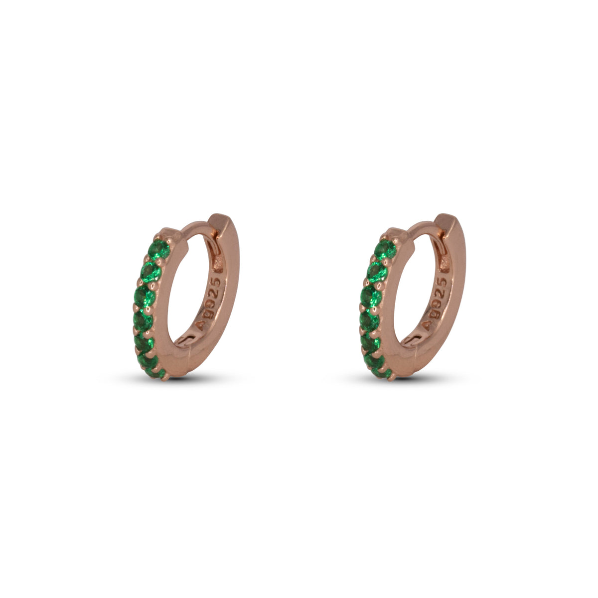 Orecchini Dilvdò a cerchio in argento oro rosa verde