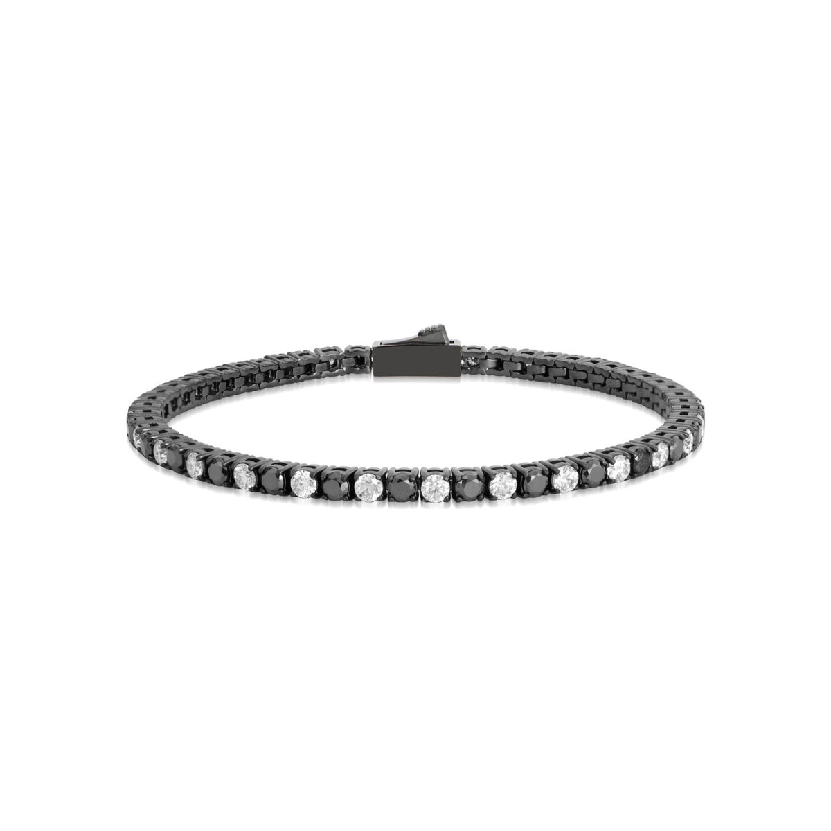 John Richmond - Braccialei Tennis in lega di titanio gun IP e Brillanti white e black
