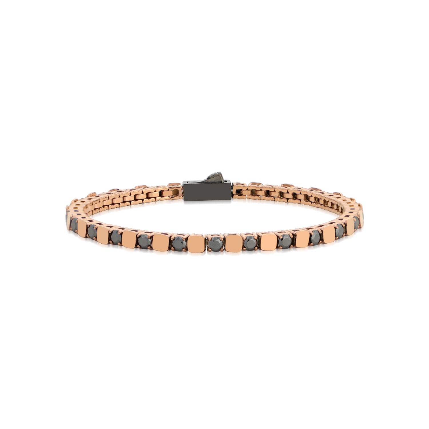 John Richmond - Bracciale Tennis in lega di titanio rose IP e Brillanti black