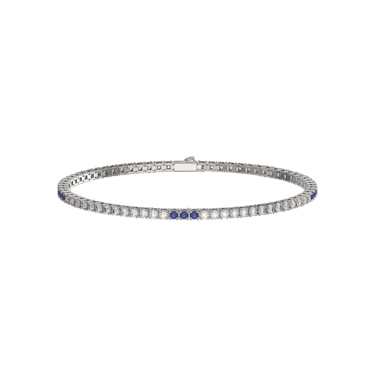 John Richmond - Bracciale Tennis in lega di titanio silver IP e Brillanti blue sapphire