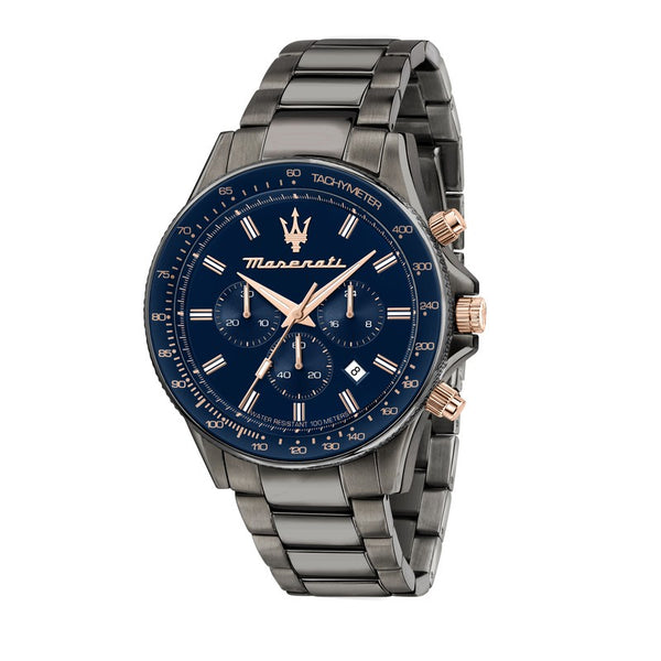 Maserati - Sfida 44mm Chr Blue Dial Br Gun