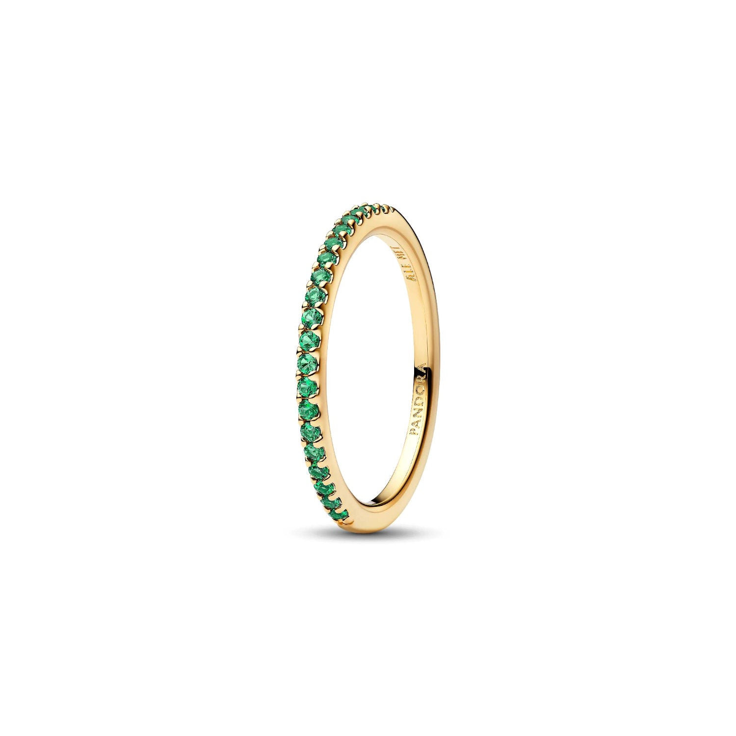 Pandora - Anello Pavè Fascia Sottile Verde Argento finitura oro