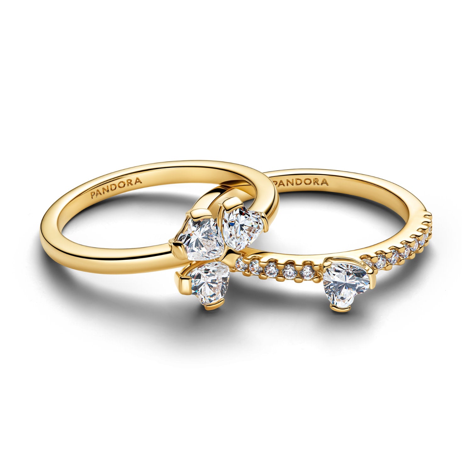 Pandora - Anello argento scomponibile quadrifoglio placcato oro con zirconia cubica