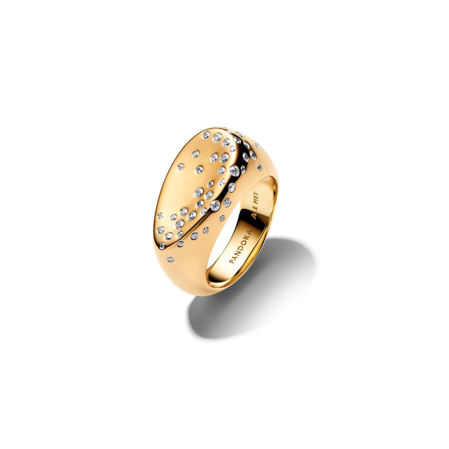Pandora - Anello Sigillo Grande con Pietre Luminose Argento finitura oro