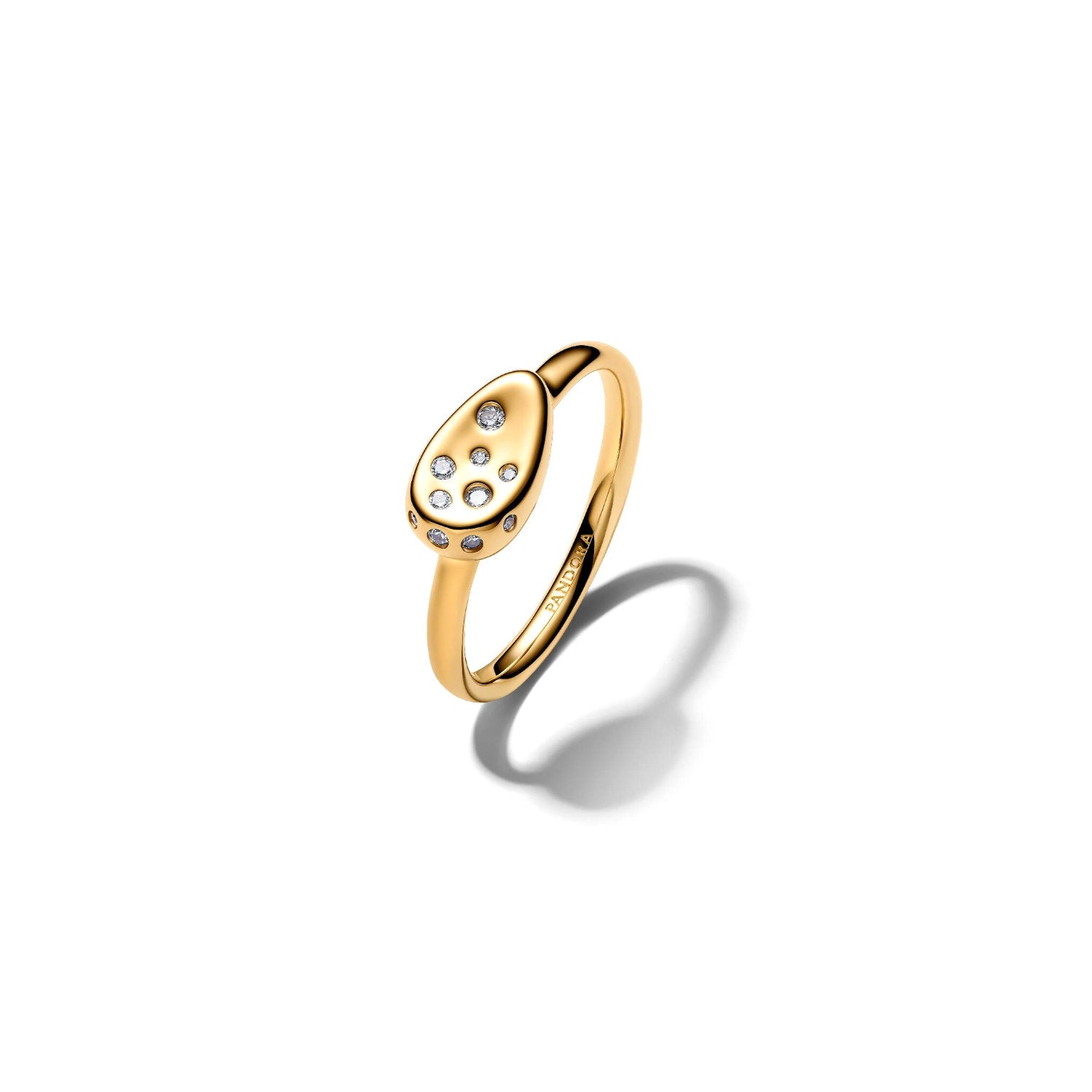 Pandora - Anello Sigillo Piccolo con Pietre Luminose Argento finitura oro
