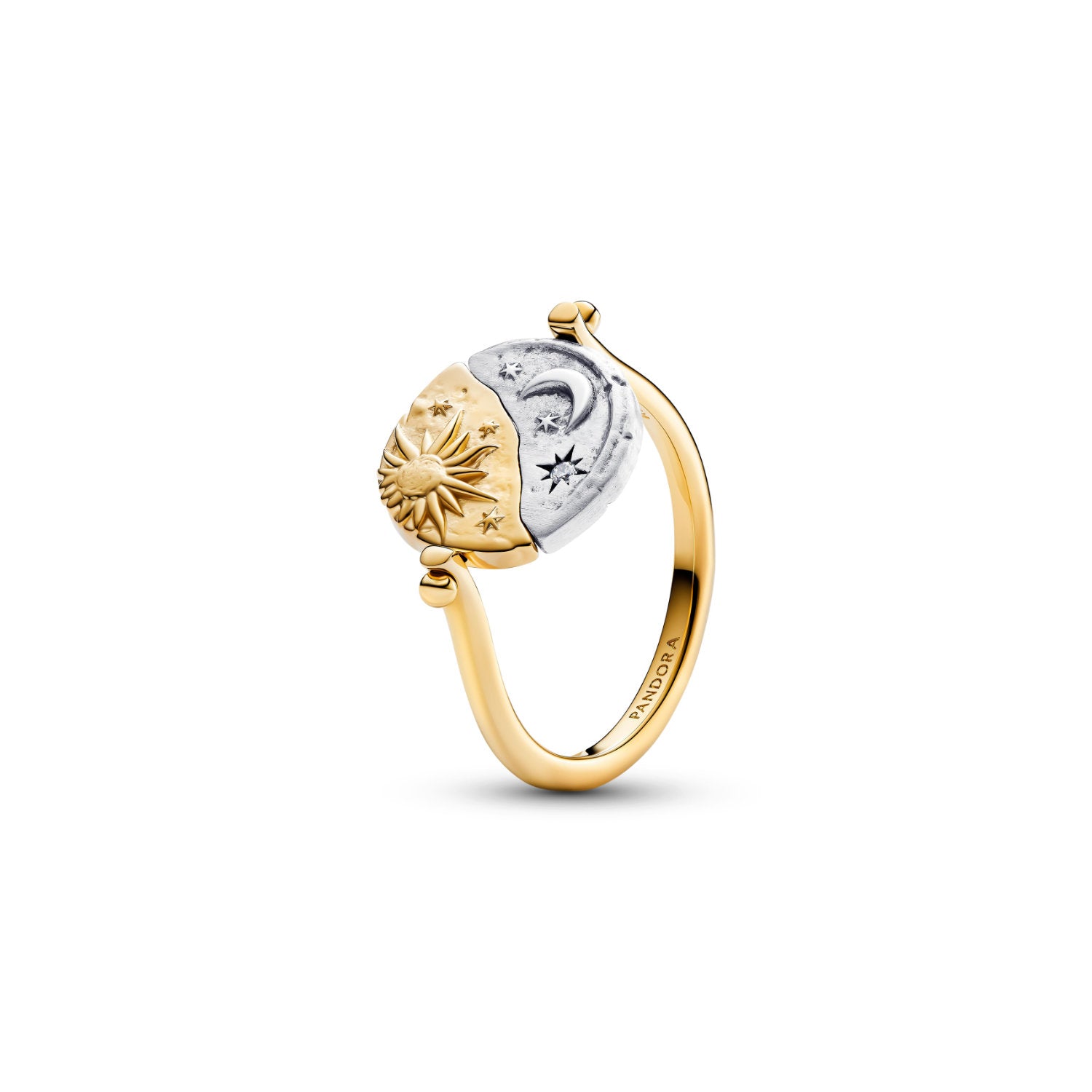 Pandora - Anello Medallion Sole e Luna "Per Aspera Ad Astra" Reversibile finitura oro