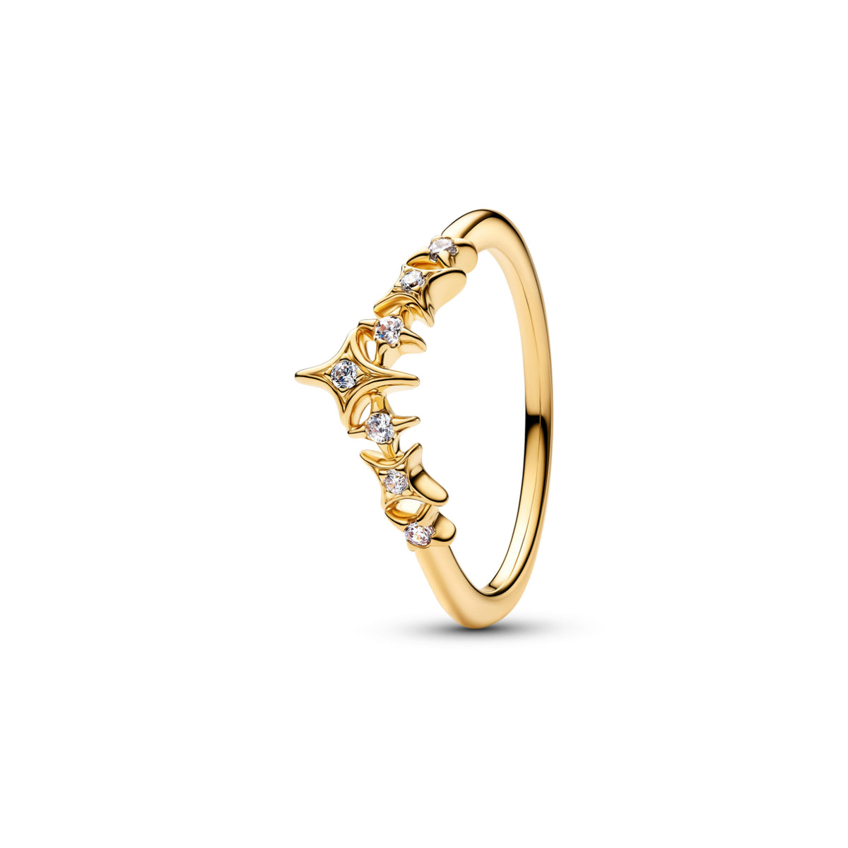 Anello Pandora Tiara Stella in argento finitura oro 14 kt