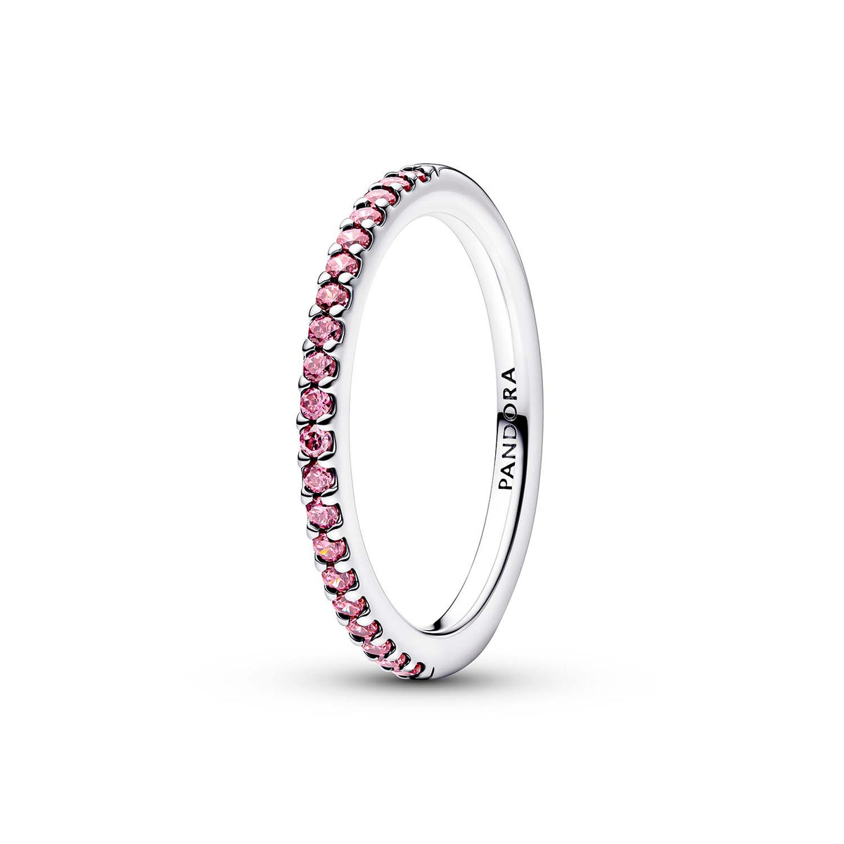 Anello Pandora Pave Fascia Sottile Rosa in argento