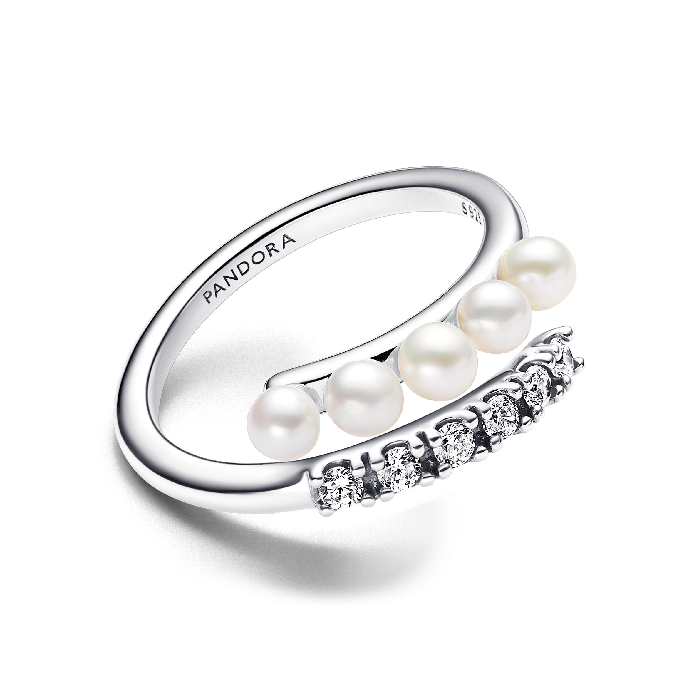 Pandora - Anello Intreccio con Perle d'Acqua Dolce Coltivate e Pavè