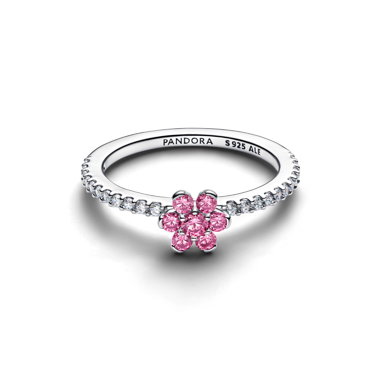 Pandora - Anello a fiore in argento sterling con zirconia cubica rosa