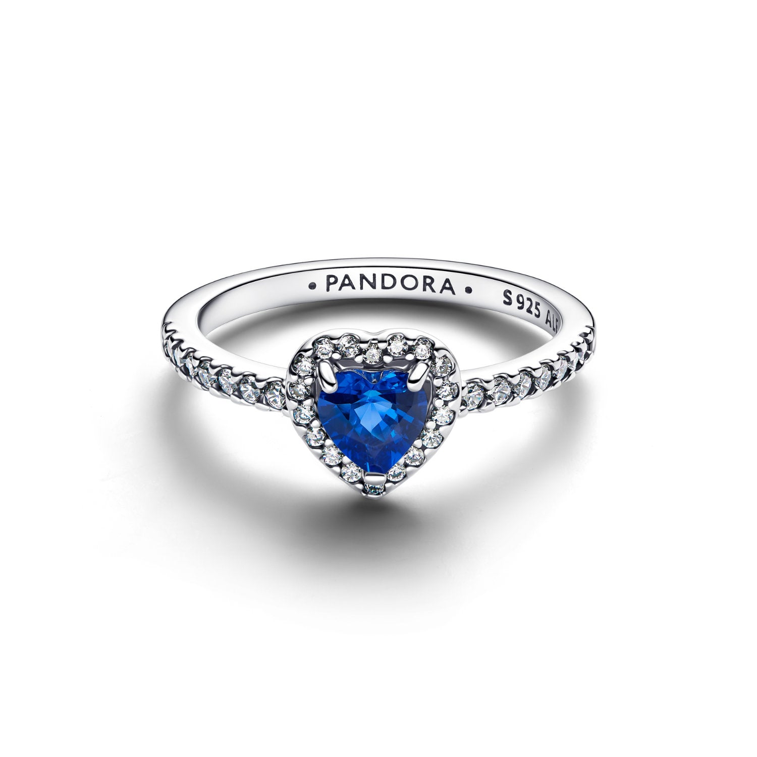 Pandora - Anello a cuore in argento sterling con cristallo blu e zirconia cubica