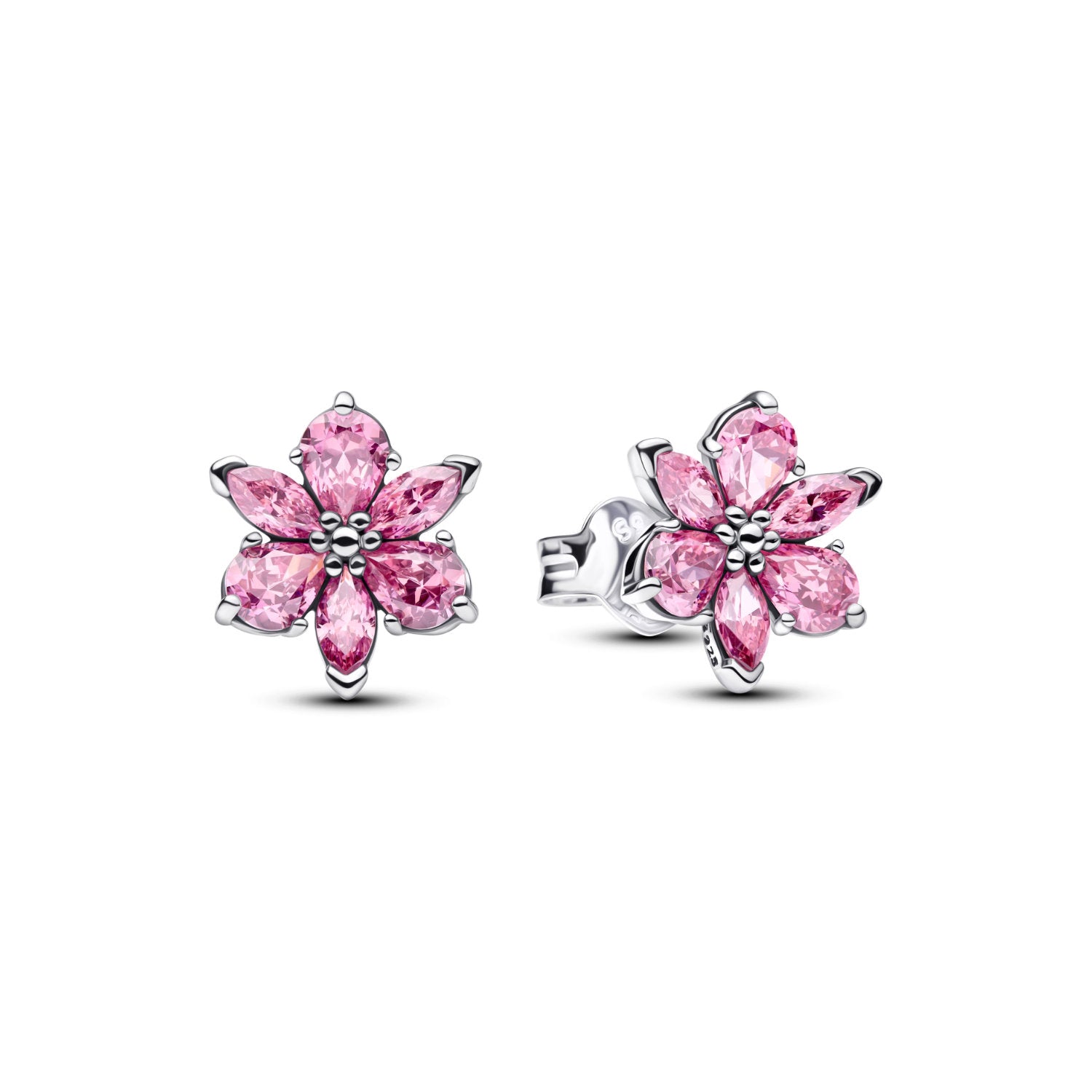 Pandora - Orecchini a lobo Herbarium in argento sterling con zirconia cubica rosa