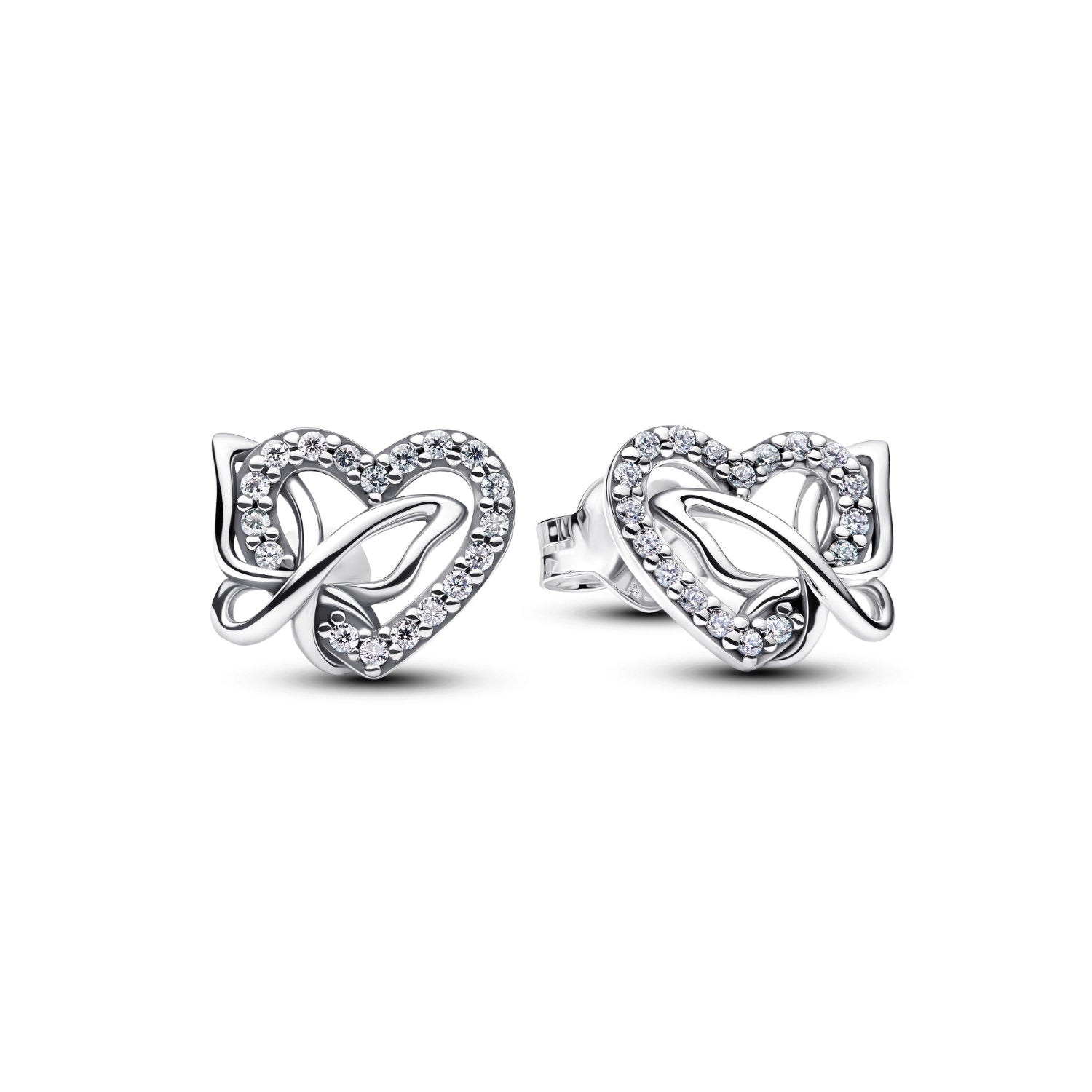 Pandora - Orecchini a lobo cuore e farfalla in argento sterling con zirconia cubica