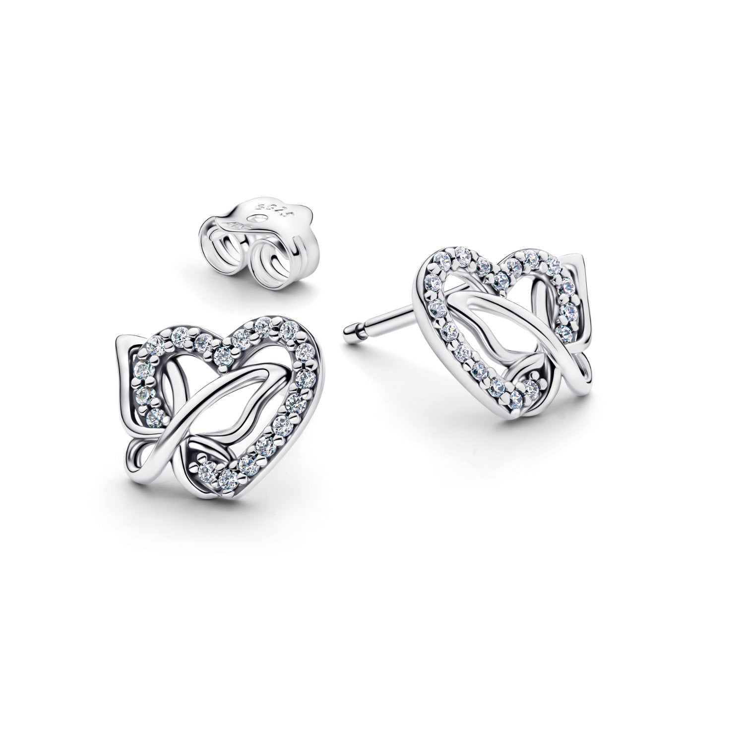 Pandora - Orecchini a lobo cuore e farfalla in argento sterling con zirconia cubica
