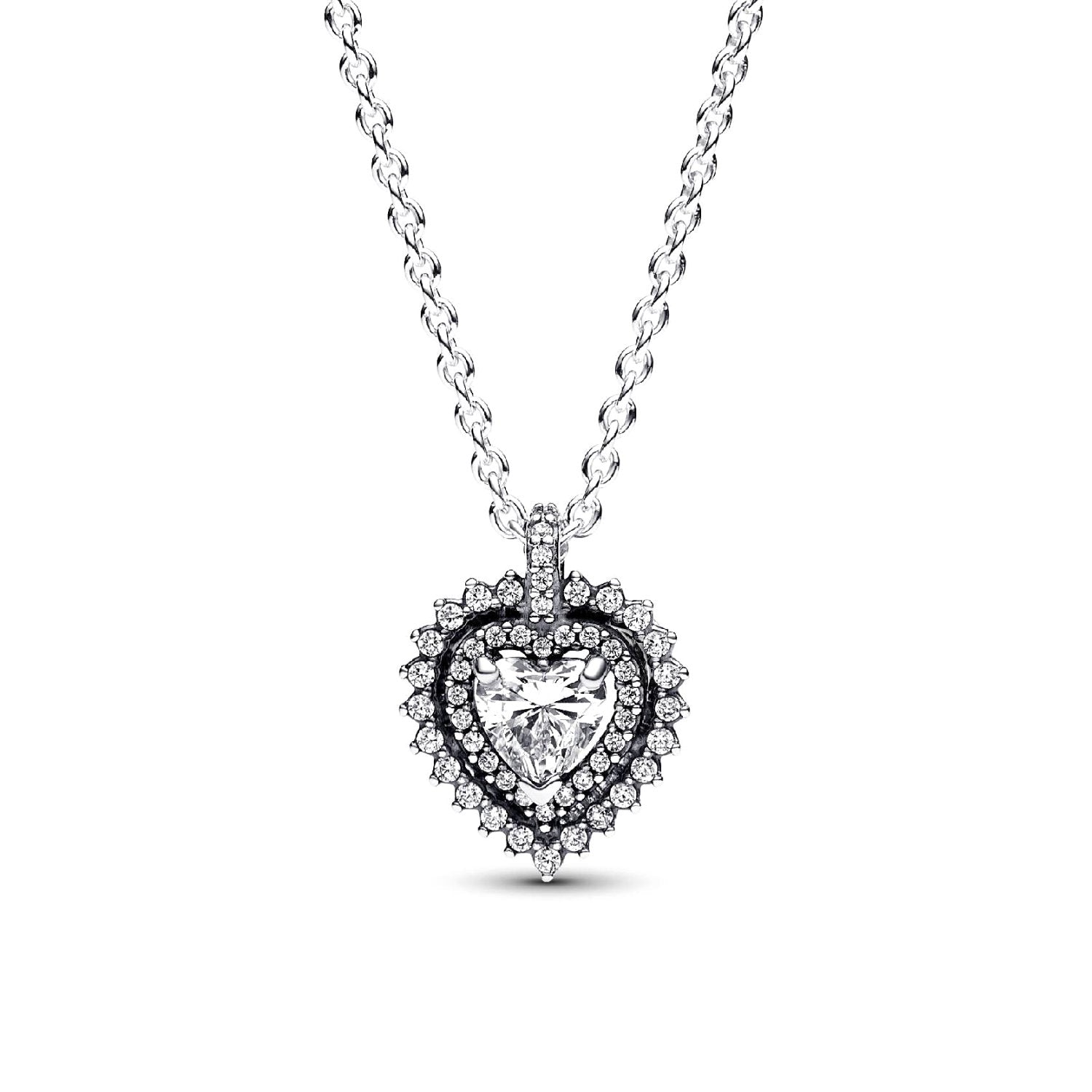 Pandora - Collana Punto Luce Cuore e Pavè Argento
