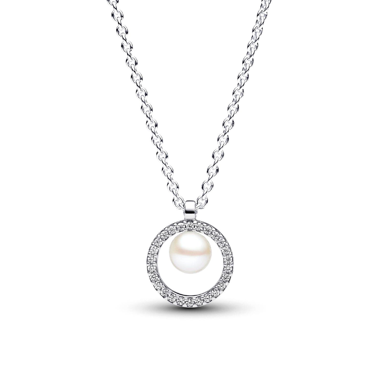 Pandora - Collana con Perla d'Acqua Dolce Coltivata e Pavè Argento