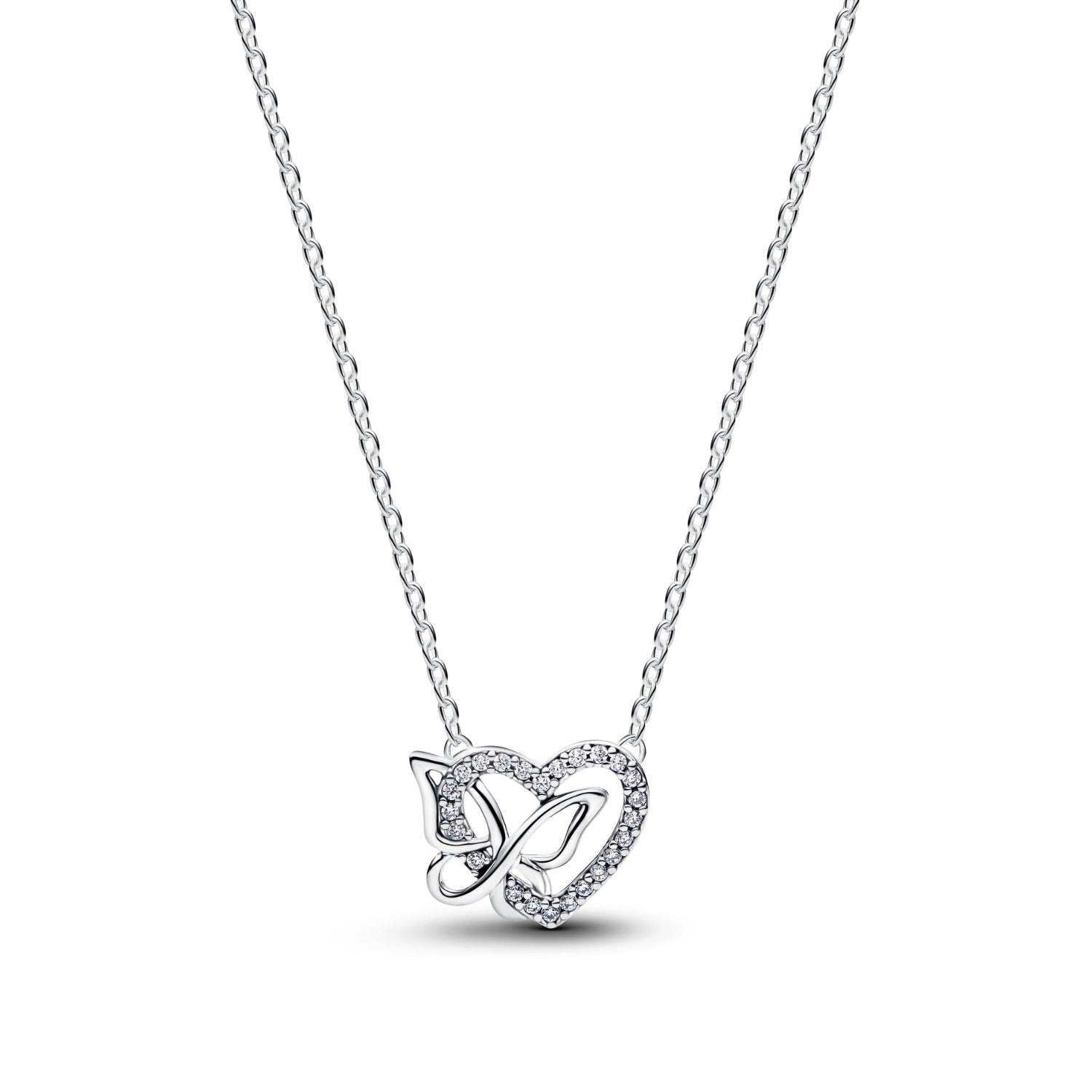 Pandora - Collana cuore e farfalla in argento sterling con zirconia cubica