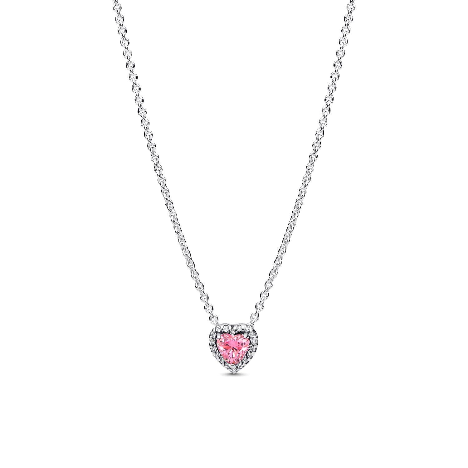 Pandora - Collana Cuore in Rilievo Rosa Argento