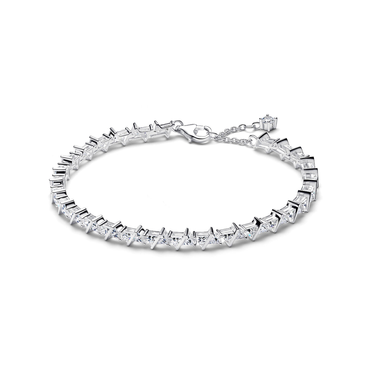 Bracciale Pandora Tennis con pietre triangolari in argento