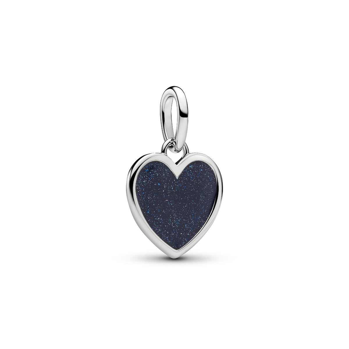 Charm Pandora Cuore blu da incidere finitura platino